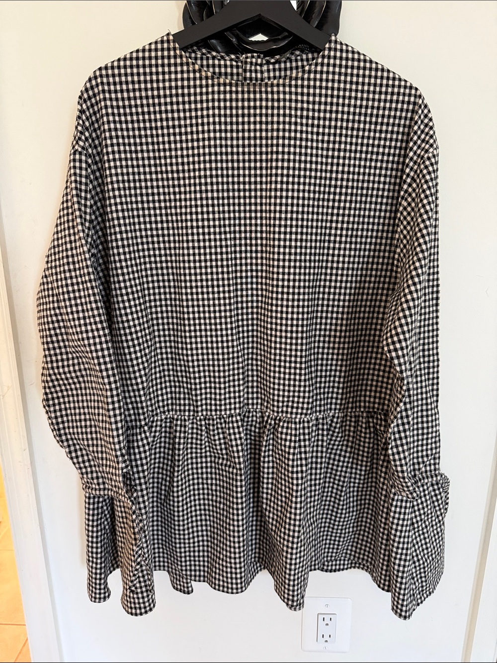 Black and White Gingham Peplum Top